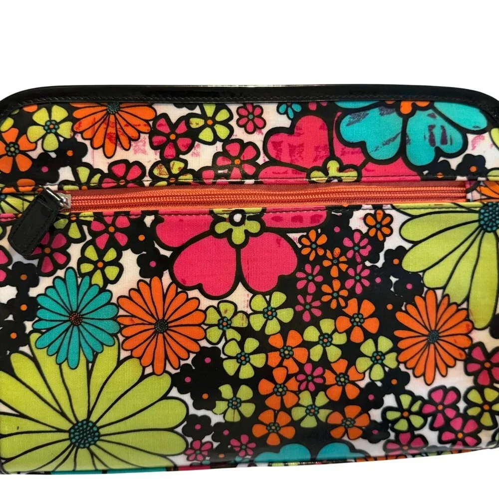 Vintage Nordstrom Cosmetic Bags Vinyl Black 70's Floral Set Lot - Picture 5 of 11